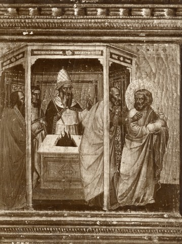 Foto Reali — Tommaso del Mazza; Nelli Pietro - sec. XIV - San Gioacchino cacciato dal Tempio — particolare